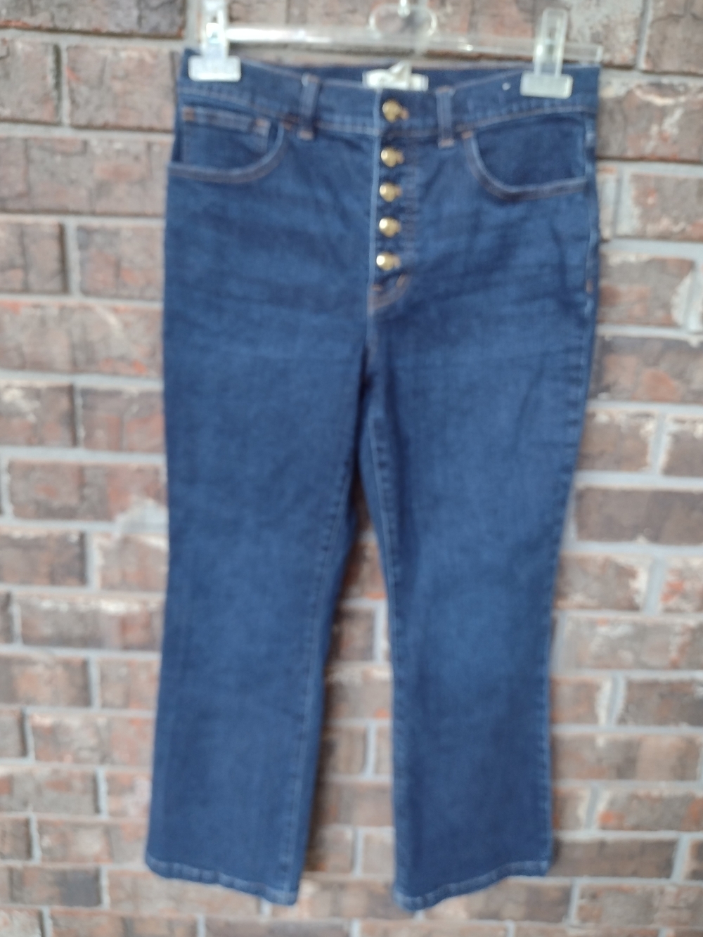 Madewell Kick Out Blue Jeans Women 28 Button  Fly Mid Rise Stretch Straight Boho